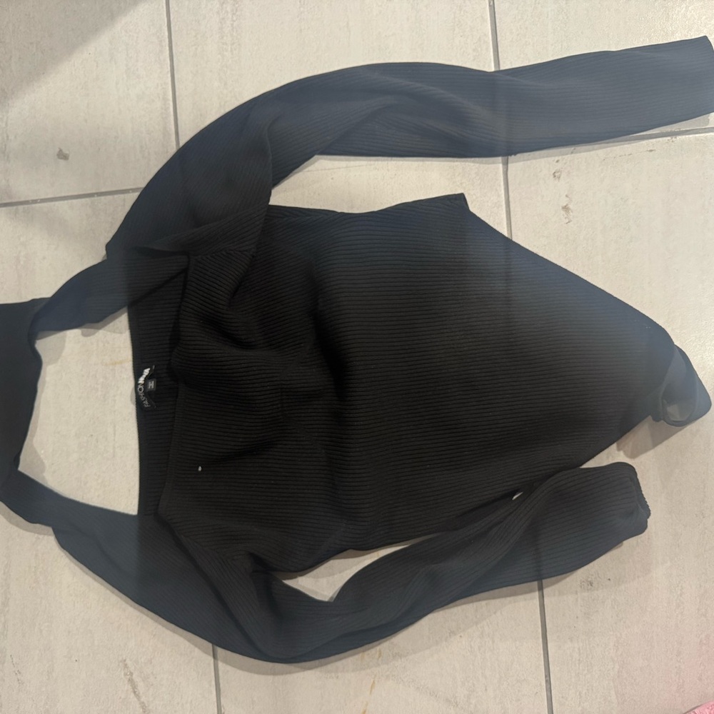 Black Ribbed Long Sleeve Body Suit